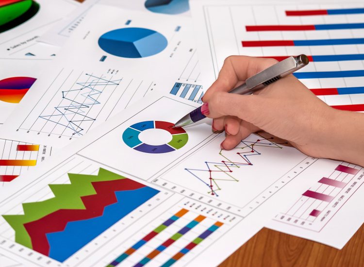 Medewerker analyseert infographic met onderzoeksresultaten